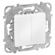 Переключатель двухклавишный  SE Unica, белый