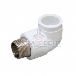 Переход на наружную резьбу угловой Fusitek - 25 x 3/4" (для полипропиленовых труб, цвет белый)