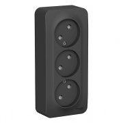 Розетка 3-ая без заземления со шторками Blanca Schneider Electric 16А 250В антрацит изол.пластина