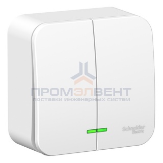 Выключатель 2-клавишный с подсветкой (cх.5) Blanca Schneider Electric 6А 250В белый монтажная пласти
