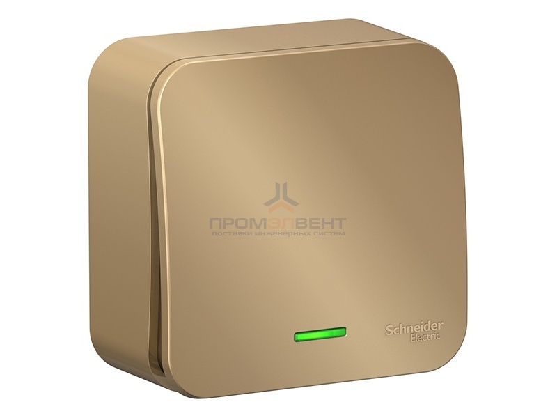 Переключатель 1-клавишный с подсветкой (cх.6) Blanca Schneider Electric 10А 250В титан изол.пластина