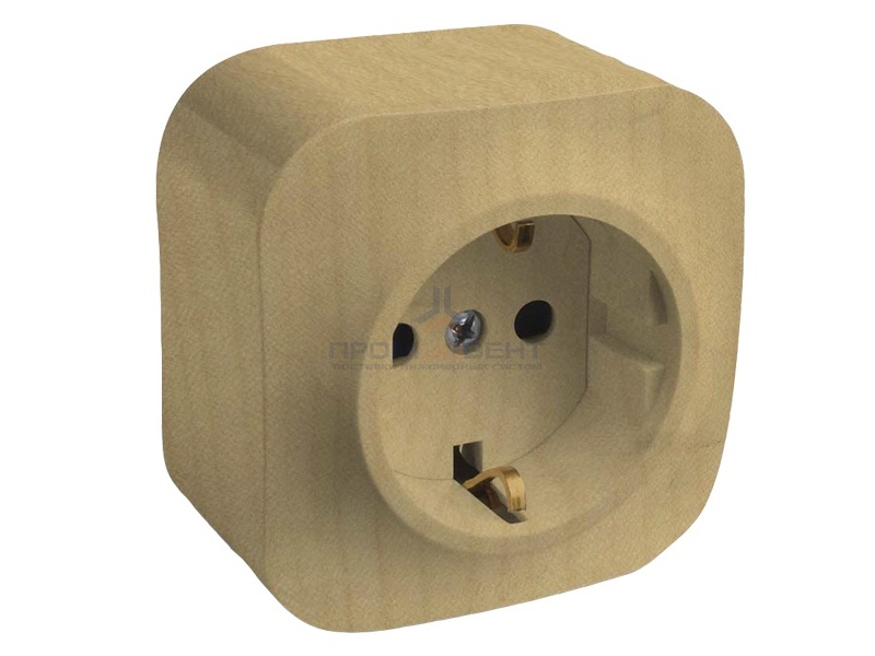 Розетка Legrand Quteo с заземлением дерево [уп 20шт]