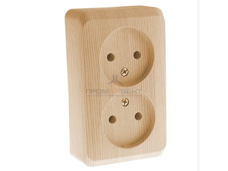 Розетка двойная б/з Этюд сосна [уп 16шт]