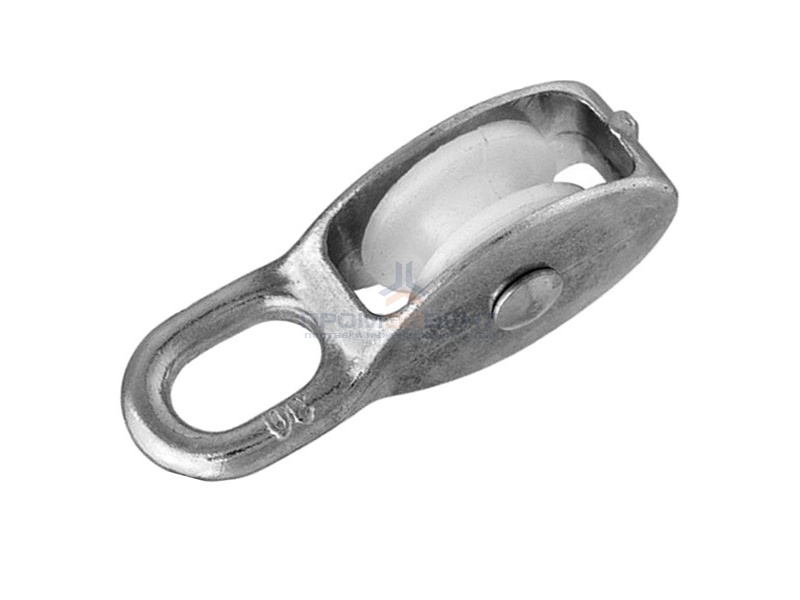 Блок для троса одинарный 30мм нейлоновый шкив (трос 8мм) оцинкованный